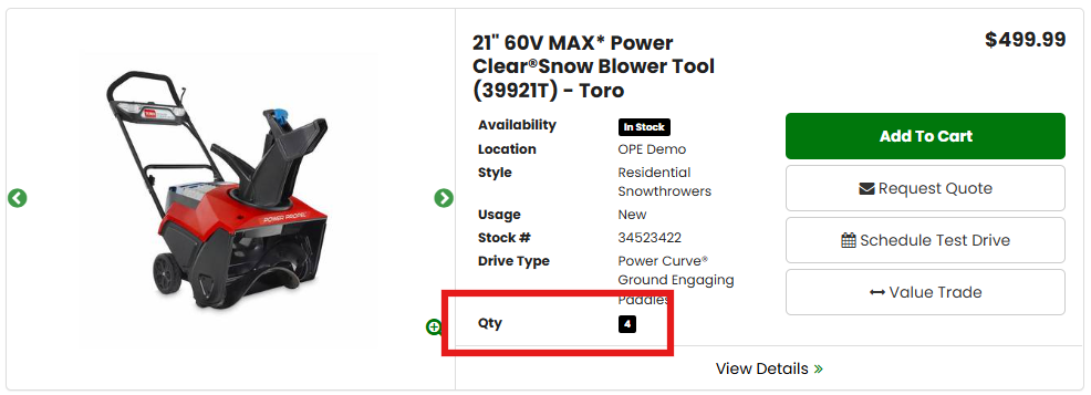Website listing of a 60V MAX Power Clear Snow Blower